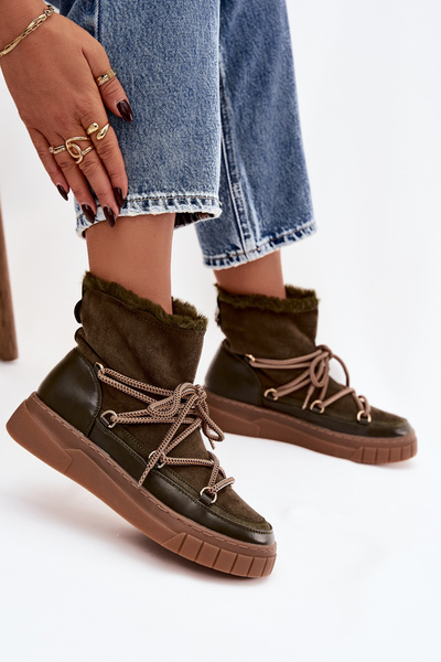 Dámské sněhule s tkaničkami tmavě zelené Isalisse