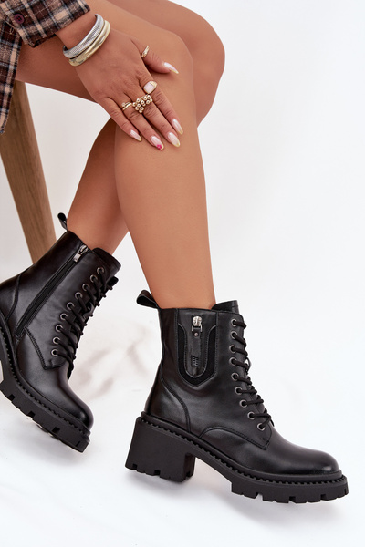 Kožené dámské kotníčkové boty na klínku vyhřívané Vinceza 86418 Černé