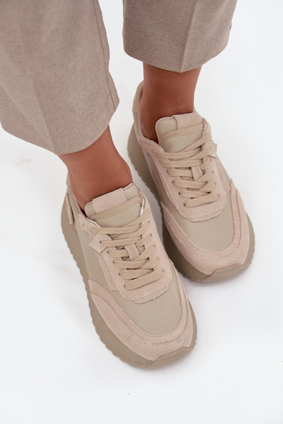 Kožené dámské tenisky na platformě Artiker 55C0021 béžové