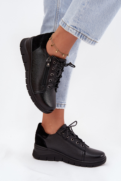 Kožené dámské polobotky na platformě Vinceza 39964 Černé