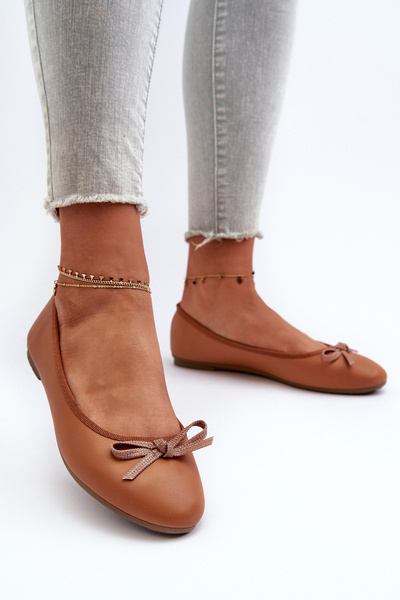 Baleríny z ekologické kůže s mašlí Camel Sandal