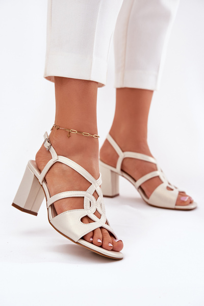 Dámské Sandály Na Podpatku Sergio Leone SK884 Perlové