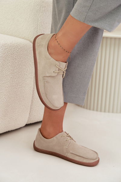 Dámské polobotky typu barefoot z přírodního semiše Zazoo 327 světle béžové