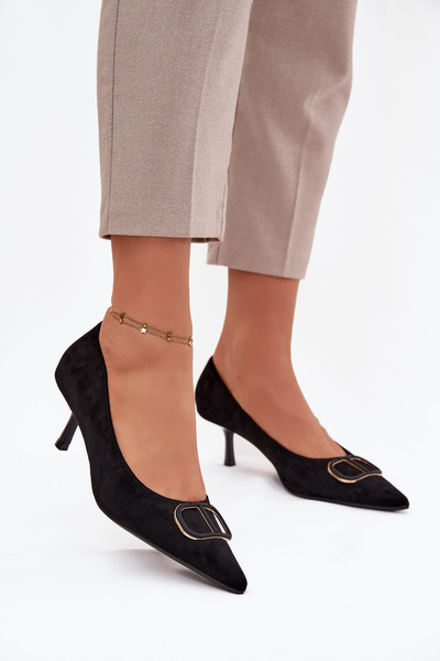 Dámské lodičky S dekorativním detailem Černé Amelora