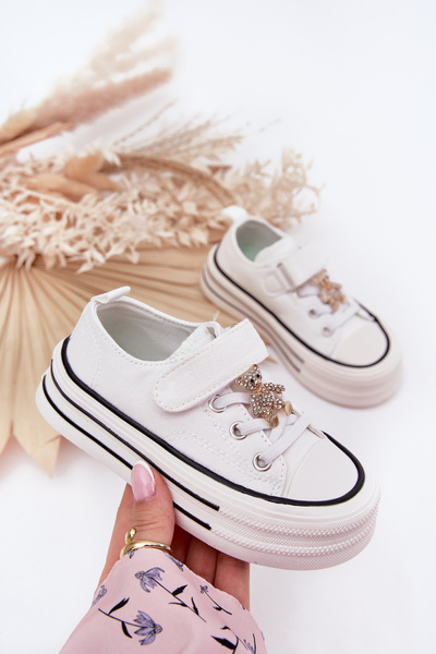 Dívčí Tenisky S Připínacím Medvídkem Bílé Solena