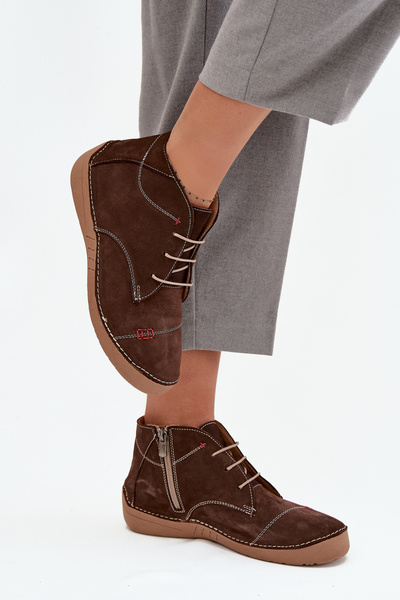 Kožené dámské polobotky s prošitím na zip Artiker 57C2117 hnědé