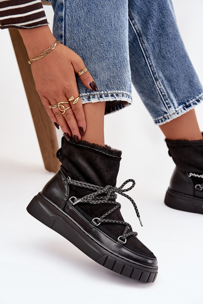 Dámské sněhule s šněrováním Černé Isalisse