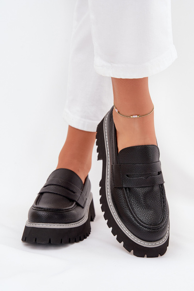 Dámské Mokasíny Na Platformě A Plochém Podpatku Big Star NN274049 Černé