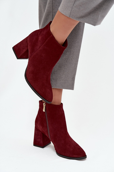 Dámské boty na podpatku se zlatým detailem Čokoládové Zazoo 3128