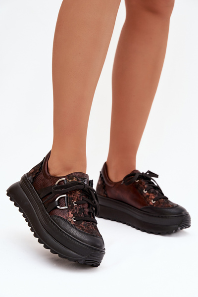 Kožené dámské tenisky na platformě Maciejka 06562-25 čokoládové