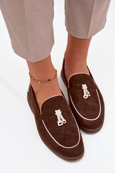 Mokasyny Loafersy Damské Z Eko Zamszu Čokoládové Darwen