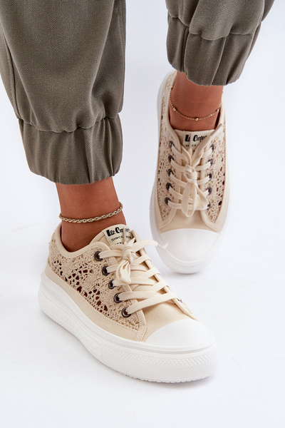 Dámské krajkové tenisky Lee Cooper LCW-23-44-1620 Beige