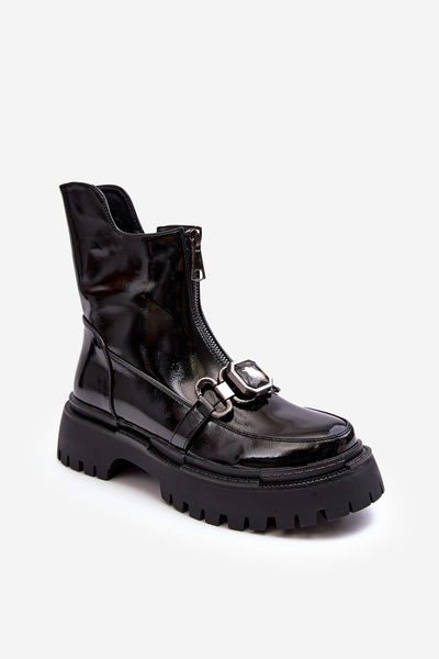 Dámské lakové boty na zip D&A MR870-94 černé