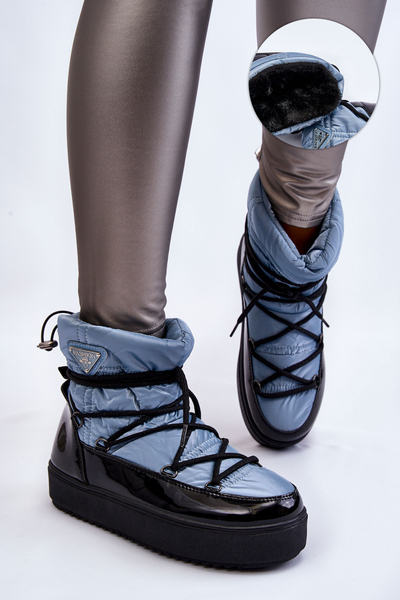 Dámské módní šněrovací boty do sněhu Modrý Carrios