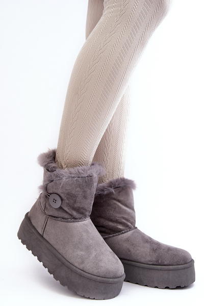 Dámské sněhové boty na platformě s kožešinou šedou Wikasem