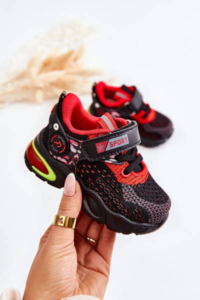Dětská sportovní obuv na suchý zip Černá a červená Lillo