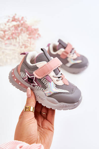 Dětské lehké sportovní boty Šedo-růžová Mobby