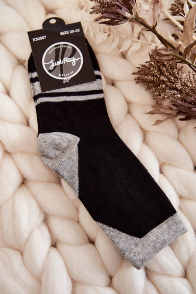 Dvoubarevné ponožky pro mládež s pruhy Černá a šedá