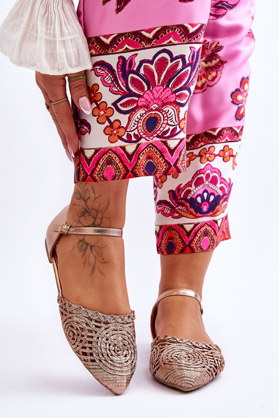 Elegantní dámské sandály ploché Růžové zlato Sheia