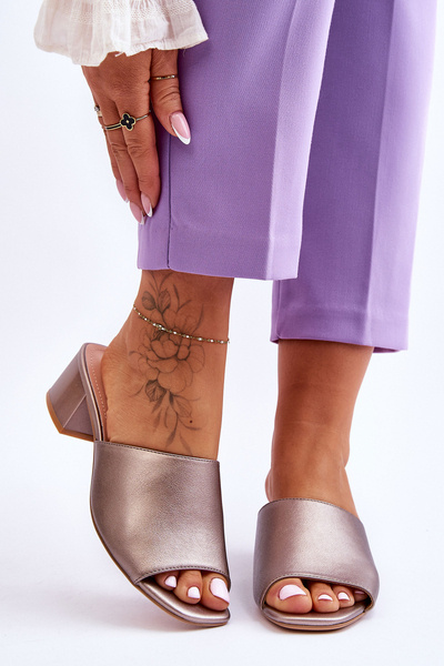 Elegantní hladké pantofle Sergio Leone KL317 Tmavě stříbrná