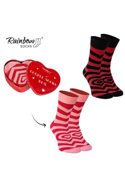 Ponožky COUPLE BOX 2 Páry Krabička Srdce Rainbow Socks