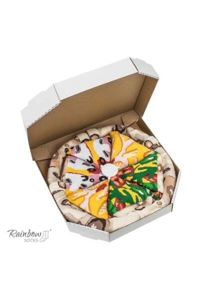 Rainbow Socks Pizza 4 páry Italská havajská Capricciosa