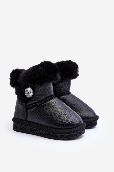 Zateplené sněhové boty s kožešinou černé Bessie