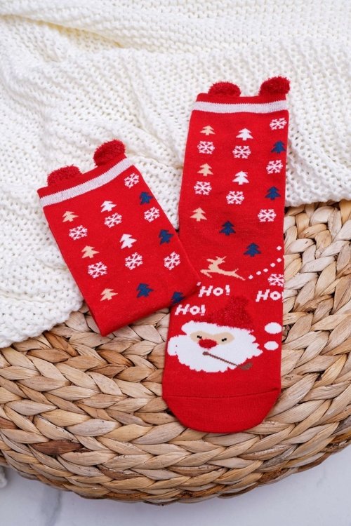 Dámské Ponožky Vánoční Červené s Ušima Ježíšek