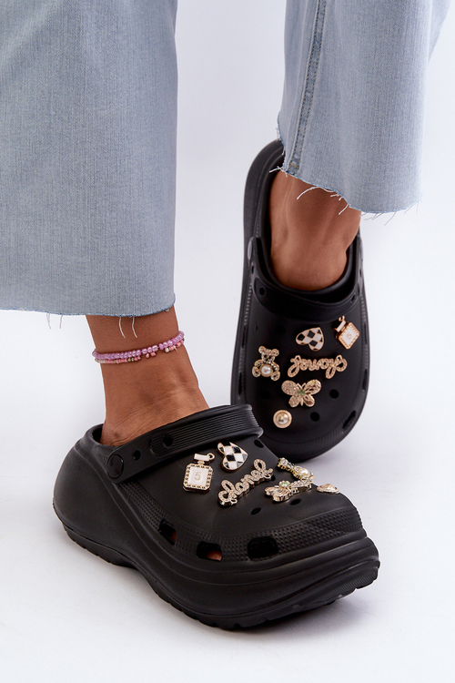 Dámské lehké pěnové sandály na tlusté podrážce s ozdobami Černé Effiora