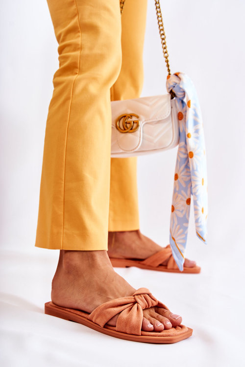 Dámské módní semišové pantofle oranžové Lorrie