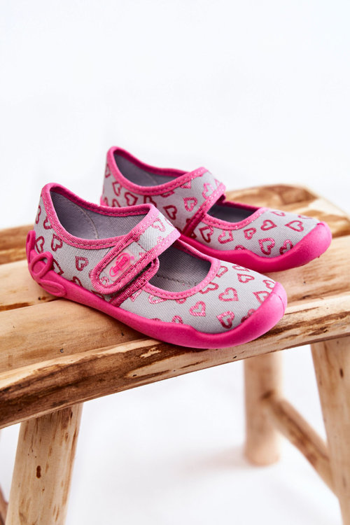 Dětské pantofle Balerína Hearts Befado 123X070 šedo-Růžový