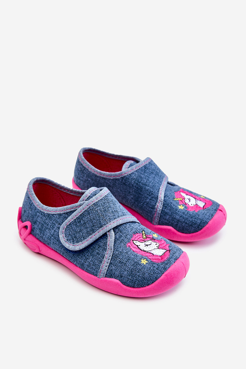 Dětské pantofle Befado Unicorn 122X016 Modro-růžové