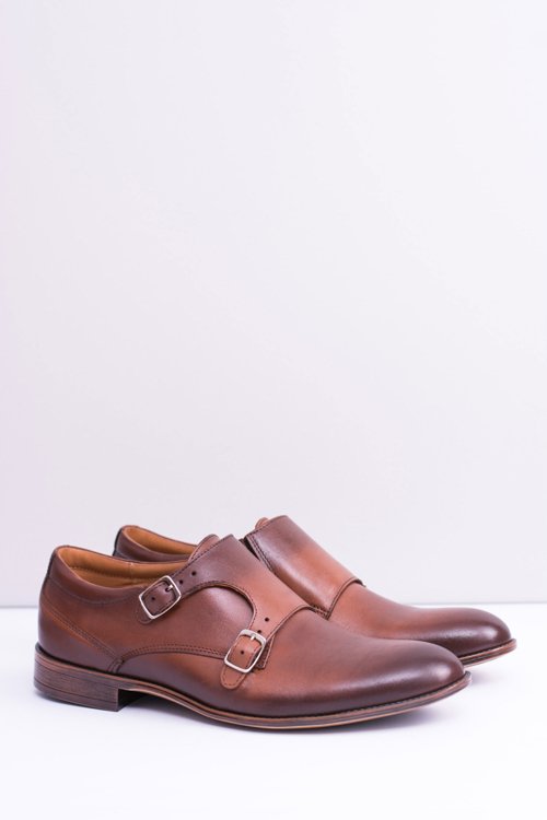 Kožené elegantní pánské boty Monk hnědé