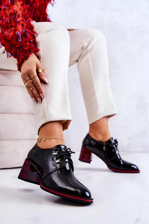 Lakované boty na zip v barvě černo-červené Laurosa
