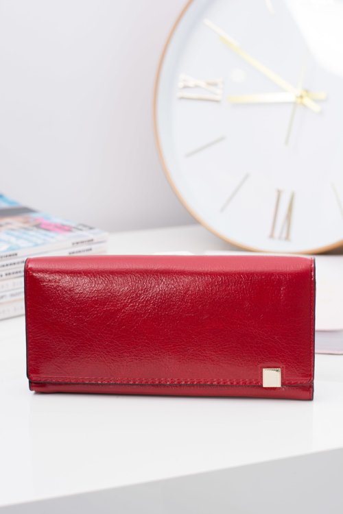 Large Women's Red Trendy Wallet Gold Zipper