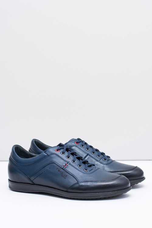 Men's Navy Leather Casual Shoes Nikopol Casual Polver