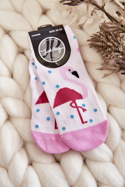 Mládežnické ponožky se vzorem Flamingo A Tečky Růžové 