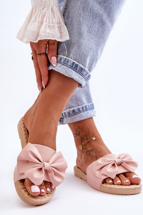 Módní dámské pantofle s mašlí Růžove Estera