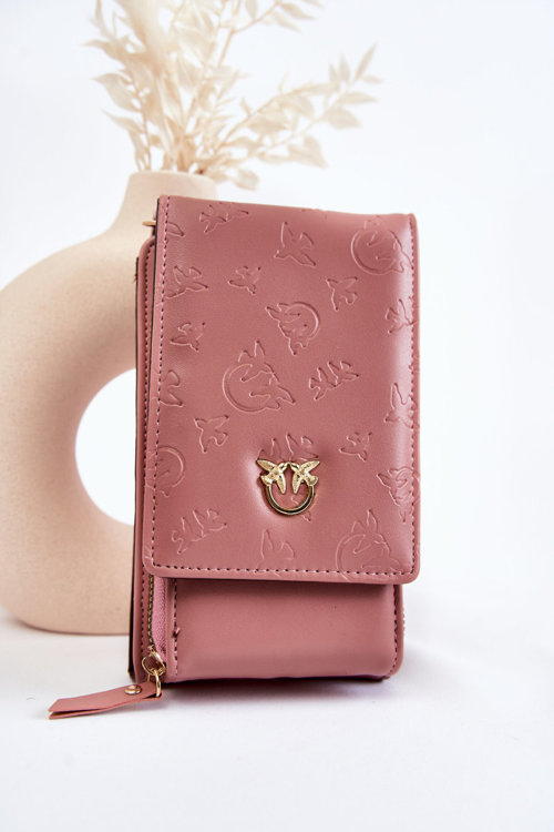 Módní kabelka peněženka 2v1 s embosováním Růžove Savano