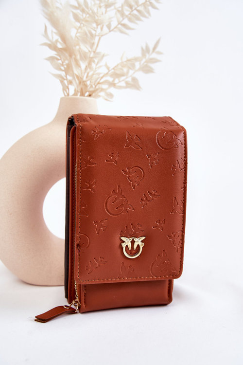Módní kabelka peněženka 2v1 s embosováním hněde Savano