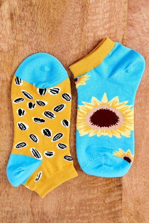 Nepárové Ponožky Se Slunečnicemi Modré-žluté