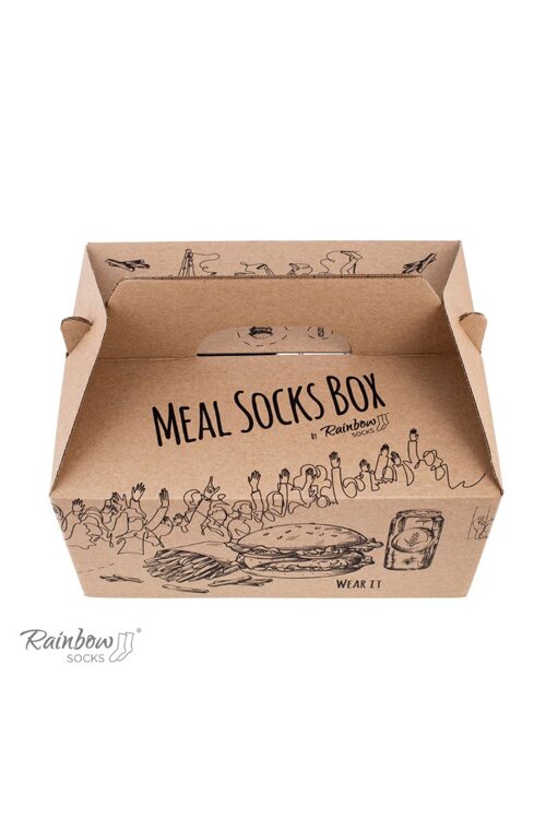 Rainbow Socks Jídlo Ponožky Box Burger Hranolky Pivo 5 párů