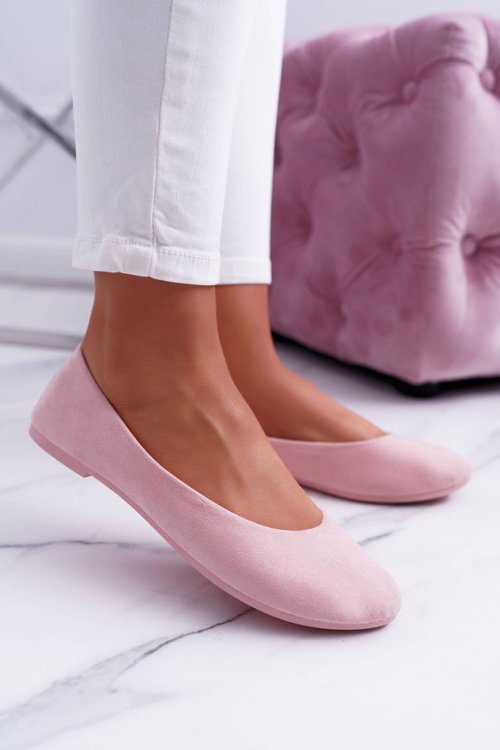 Růžové ženské semišové boty Baletní Buenos
