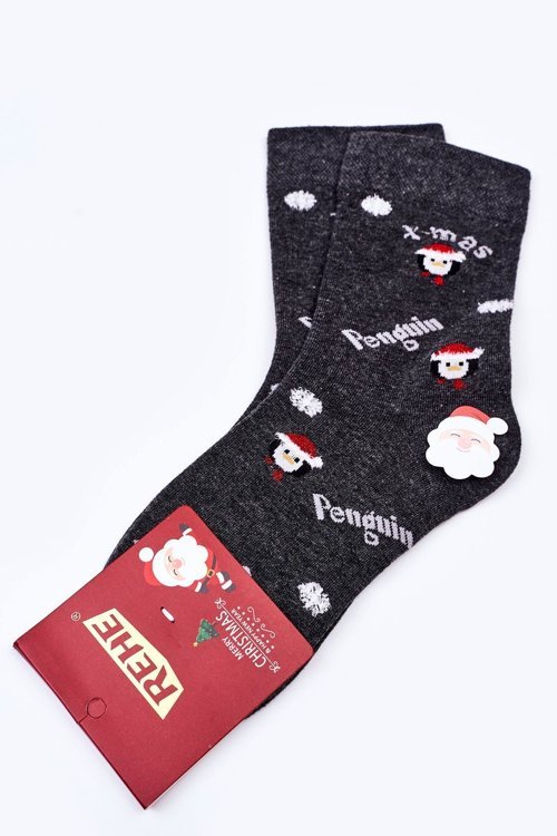 Vánoční Bavlněné Ponožky PENGUIN šedé