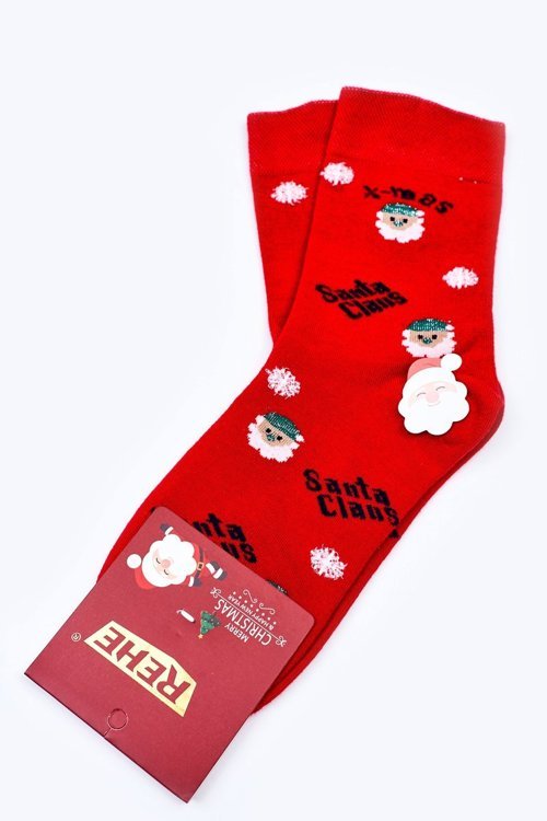 Vánoční Bavlněné Ponožky SANTA CLAUS červené