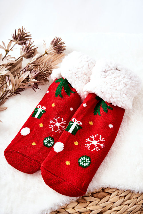 Vánoční dlouhé ponožky  Sněhulák červene