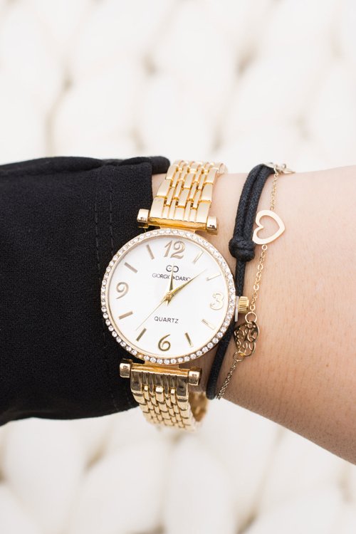 Women Gold Watch with Bracelet Crystals