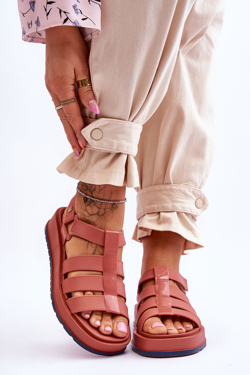 ZAXY Dámské veganské sandály na suchý zip JJ285016 Dusty Pink