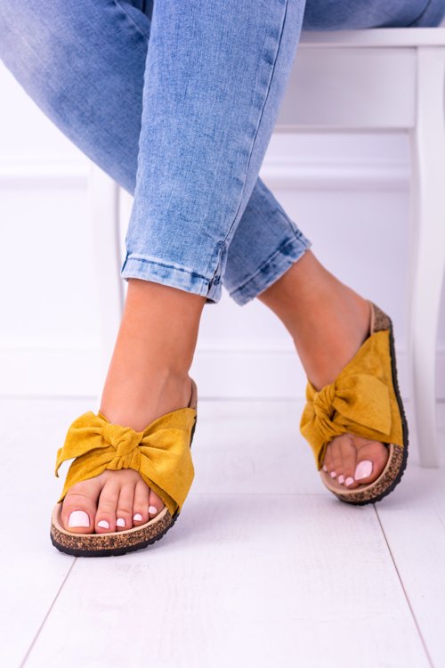 žluté dámské pantofle s luky Sunshine