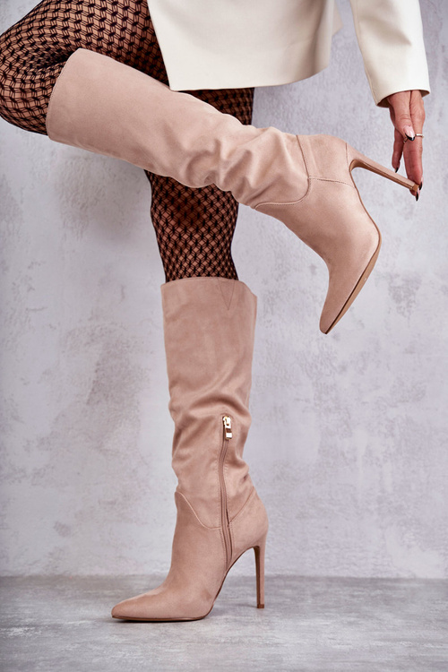 Klasické Semišové černé Boty Na Béžový Ameya